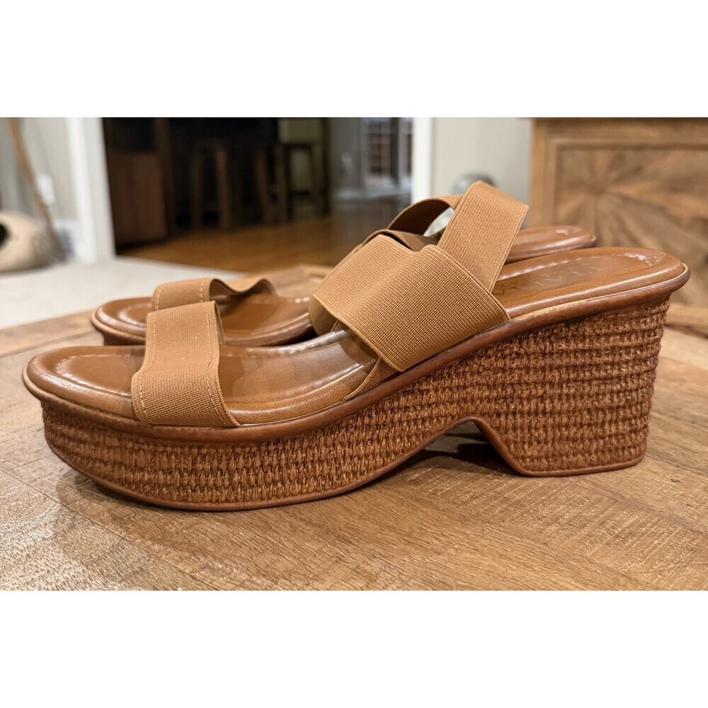 Italian Shoemakers Womens Size 10 Brown Platform Wedge Sandals Made in Italy - Picture 10 of 11